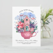 Onze nieuwe Home Waterverf Pink Tea Cup Floral (Staand voorkant)
