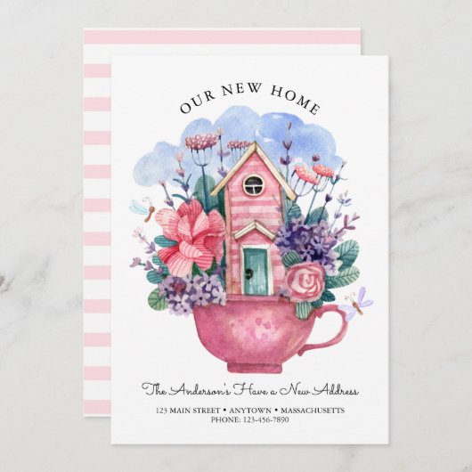 Onze nieuwe Home Waterverf Pink Tea Cup Floral (Voorkant / Achterkant)