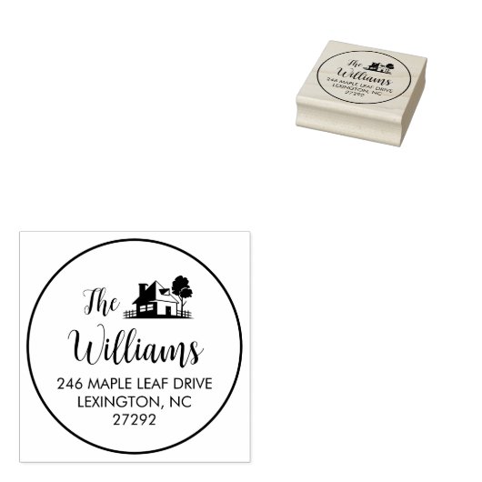 Onze nieuwe huis aankondiging terugkeer adres rond rubberstempel (Gestempeld)