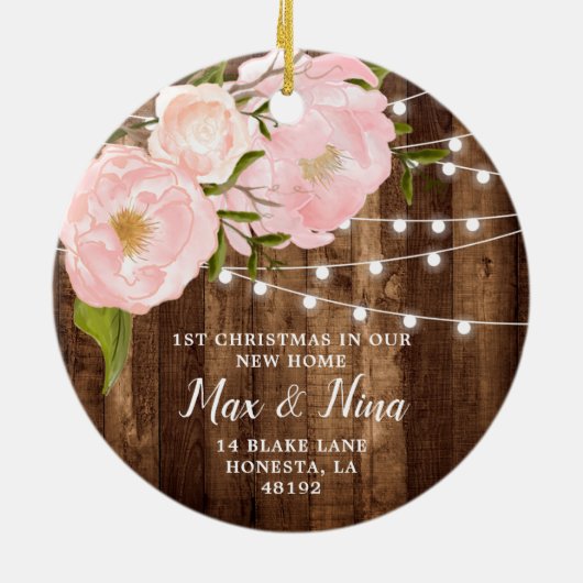 Onze Nieuwe Huis Gepersonaliseerde de Lichten van  Keramisch Ornament (Achterkant)