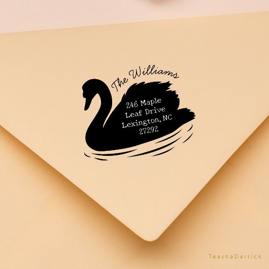 Onze nieuwe huisaankondiging Swan Retouradres Rubberstempel