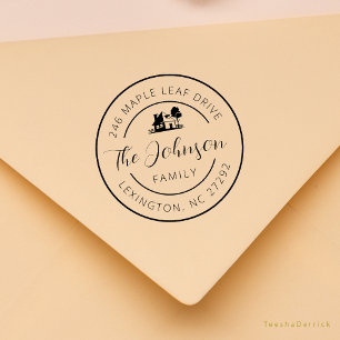 Onze nieuwe huisadres aankondigingsronde rubberstempel