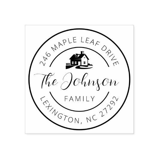 Onze nieuwe huisadres aankondigingsronde rubberstempel (Afrduk)