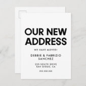 Onze nieuwe minimalistische bewegende aankondiging briefkaart (Voorkant / Achterkant)