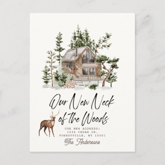 Onze nieuwe nek van de Bossen Bewegende Aankondigi Aankondigingskaart (Voorkant)