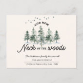 Onze nieuwe nek van de Bossen Bewegende Aankondigi Aankondigingskaart (Voorkant)