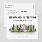 Onze nieuwe nek van de Bossen Cabin Forest Moving Aankondigingskaart (Voorkant / Achterkant)