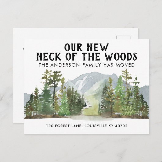 Onze nieuwe nek van de Bossen Forest Mountain Movi Aankondigingskaart (Voorkant / Achterkant)