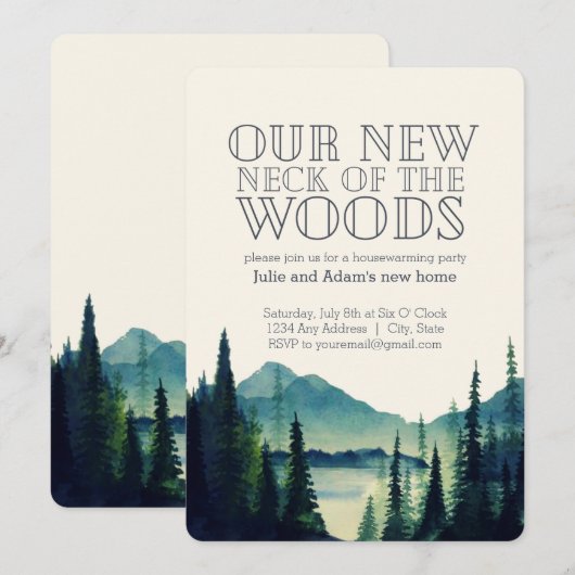 Onze nieuwe nek van de Bossen Housewarming Party Kaart (Voorkant / Achterkant)