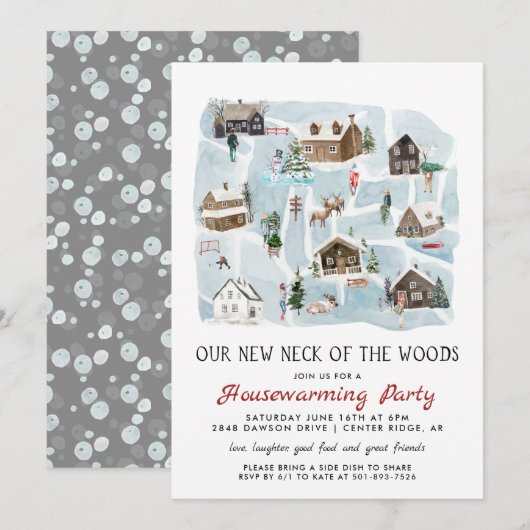Onze nieuwe nek van de Bossen Housewarming Party Kaart (Voorkant / Achterkant)