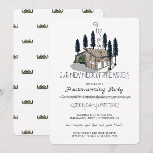 Onze nieuwe nek van de Bossen Housewarming Party Kaart (Voorkant / Achterkant)