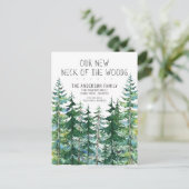 Onze nieuwe nek van de Bossen Pine Spruce Trees di Aankondigingskaart (Staand voorkant)
