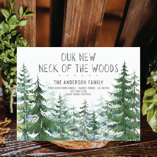 Onze nieuwe nek van de Bossen Pine Spruce Trees di Aankondigingskaart