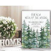 Onze nieuwe nek van de Bossen Pine Spruce Trees di Aankondigingskaart