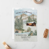 Onze nieuwe nek van de Bossen Pine Tree Cabin Movi Notitiekaartje (Voorkant / Achterkant in situ)