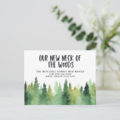 Onze nieuwe nek van de pijnbomen die bewegen aankondigingskaart (Staand voorkant)