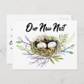 Onze nieuwe Nest Waterverf in beweging Aankondigingskaart (Voorkant / Achterkant)