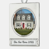 Onze nieuwe persoonlijke persoonlijke feestdag — f verzilverd banner ornament (Links)