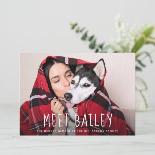 Onze nieuwe Pet Dog | Eenvoudige aankondiging foto (Staand voorkant)