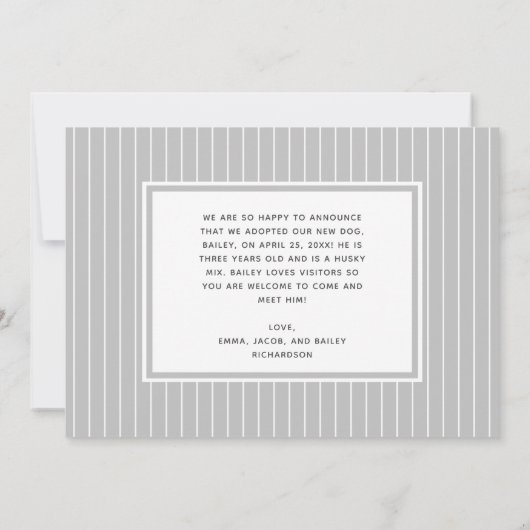 Onze nieuwe Pet Dog | Eenvoudige aankondiging foto (Achterkant)