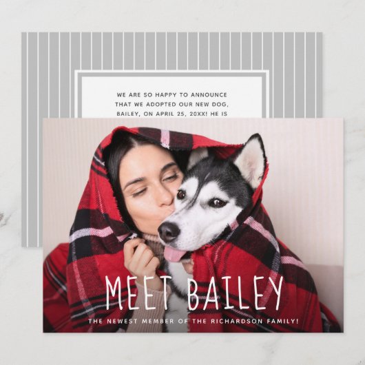 Onze nieuwe Pet Dog | Eenvoudige aankondiging foto (Voorkant / Achterkant)
