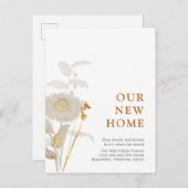 Onze nieuwe Thuisbloemen,  bloemen en olievloeiing Aankondigingskaart (Voorkant / Achterkant)