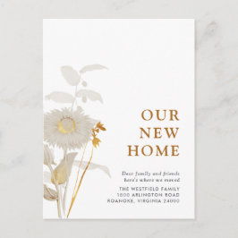 Onze nieuwe Thuisbloemen,  bloemen en olievloeiing Aankondigingskaart