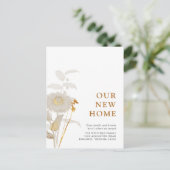 Onze nieuwe Thuisbloemen,  bloemen en olievloeiing Aankondigingskaart (Staand voorkant)