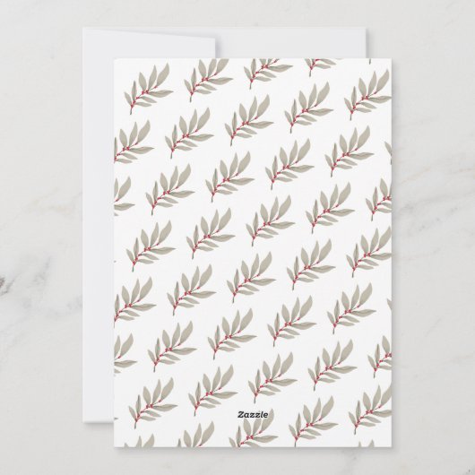 Onze nieuwe Thuiskerst Greenery Monogram Wreate Feestdagenkaart (Achterkant)