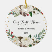 Onze nieuwe thuiskerst keramisch ornament (Voorkant)