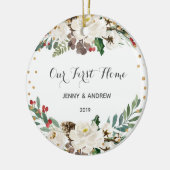 Onze nieuwe thuiskerst keramisch ornament (Links)