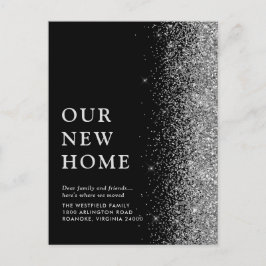 Onze nieuwe thuislegant Silver Glitter Black Beweg Aankondigingskaart
