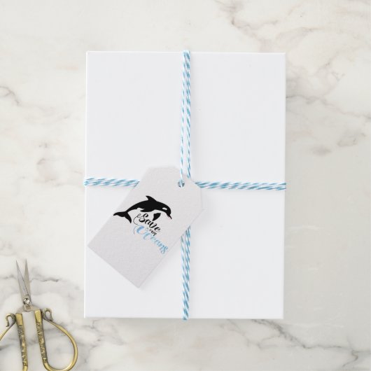 Onze oceanen redden cadeaulabel (Met Touw)