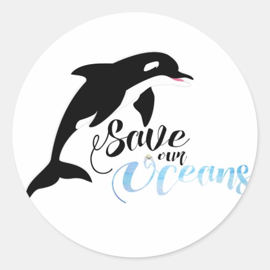Onze oceanen redden ronde sticker (Voorkant)