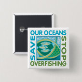 Onze oceanen redden vierkante button 5,1 cm (Voorkant /achterkant)