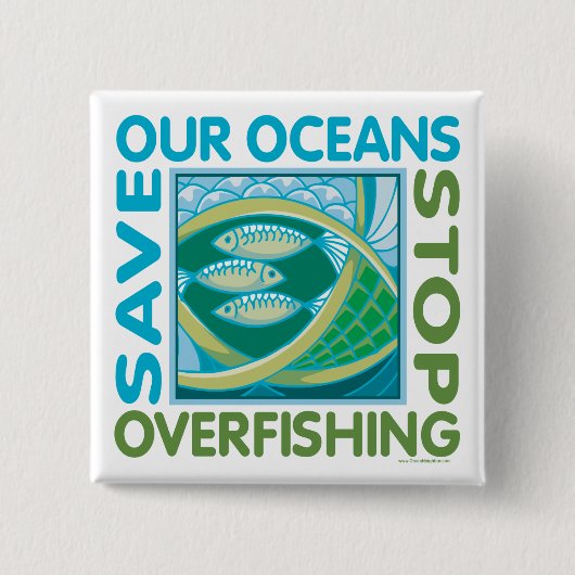 Onze oceanen redden vierkante button 5,1 cm (Voorkant)