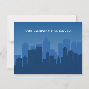 Onze onderneming is verhuisd Blue Business Skyline Aankondiging