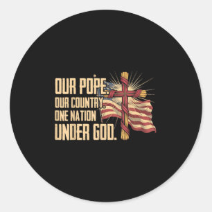 Onze Paus is één natie onder God Ronde Sticker