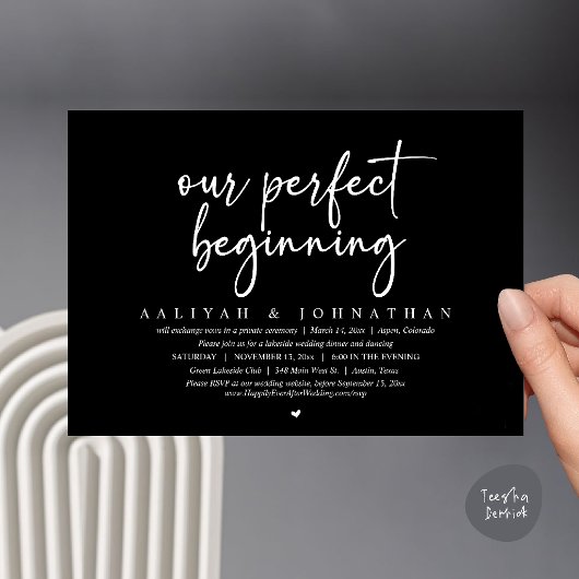 Onze Perfecte Start, Trouw Elopement Feest Kaart