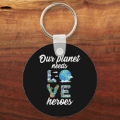 Onze planeet heeft helden nodig voor milieubescher sleutelhanger (Voorkant)