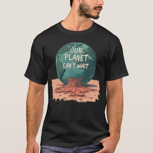 Onze planeet kan niet wachten – Klimaatactie T-shirt (Voorkant)