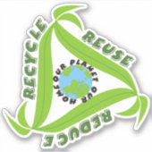 "Onze planeet, ons thuis" Recyclen, hergebruikt, r Sticker (Voorkant)