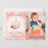 Onze Pompoen 1e Verjaardag Roos Gouden Glitter Fot Kaart (Voorkant)