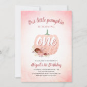 Onze Pompoen 1e Verjaardag Roos Gouden Glitter Kaart (Voorkant)