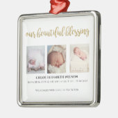 Onze prachtige zegen 3 Foto Gold Glitter Modern Metalen Ornament (Links)