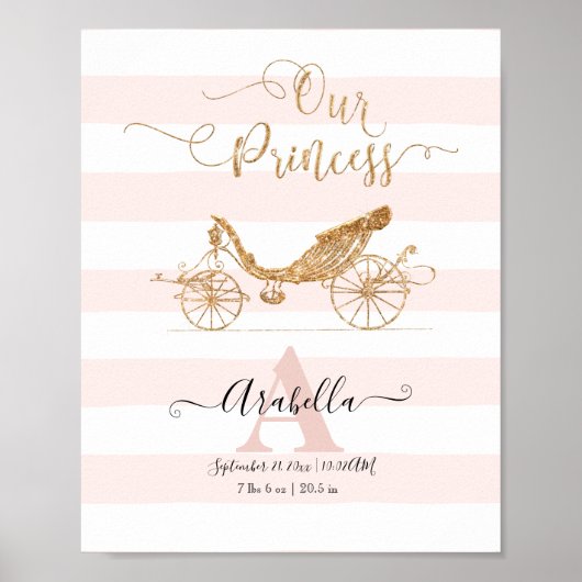 Onze prinses Elegant Gold Blush Carriage Script Poster (Voorkant)