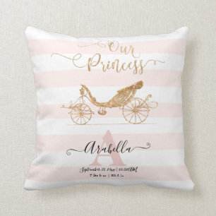 Onze prinses Gold Glitter Blush Baby Girl Stats Kussen