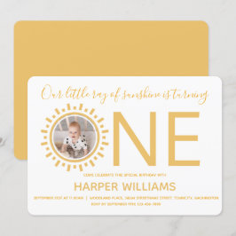 Onze Ray Sunshine Foto Baby Eerste verjaardag Kaart