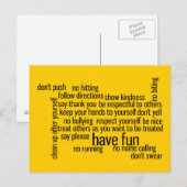 Onze regels voor schoolklaslokaal briefkaart (Voorkant / Achterkant)