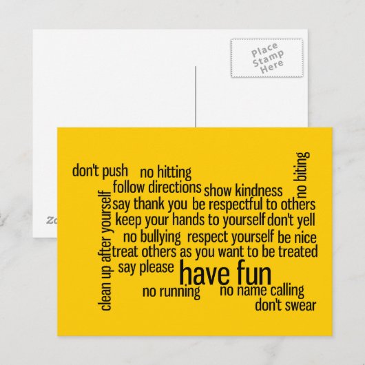 Onze regels voor schoolklaslokaal briefkaart (Voorkant / Achterkant)